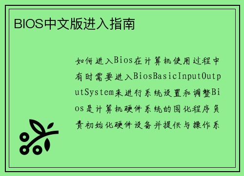 BIOS中文版进入指南