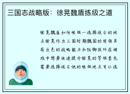 三国志战略版：徐晃魏盾练级之道